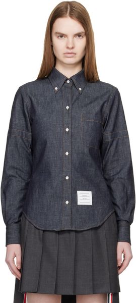Thom Browne Thom Browne Navy Classic Point Collar Denim Shirt