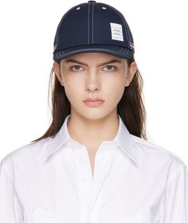 Thom Browne Thom Browne Navy Contrast Stitch Baseball Cap