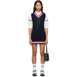 Thom Browne Thom Browne Navy Cricket RWB Stripe Baby Ladder Cable Minidress