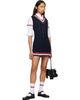 Thom Browne Thom Browne Navy Cricket RWB Stripe Baby Ladder Cable Minidress - 4
