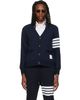 Thom Browne Thom Browne Navy Loopback 4-Bar Boat Embroidery Cardigan - 1