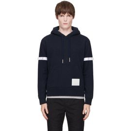 Thom Browne Thom Browne Navy Loopback Jersey Armband Oversized Hoodie