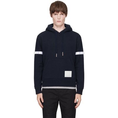 Thom Browne Thom Browne Navy Loopback Jersey Armband Oversized Hoodie