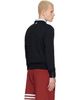 Thom Browne Thom Browne Navy Ottoman Milano Stitch 4-Bar Bomber Sweater - 3