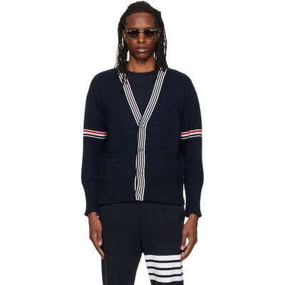 Thom Browne Thom Browne Navy RWB Armband Lobster Jersey Cardigan