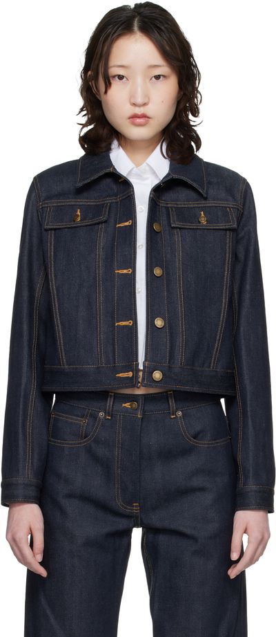 Thom Browne Thom Browne Navy Shrunken Selvedge Denim Jacket