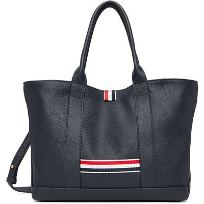 Thom Browne Thom Browne Navy Soft Pebble Grain Leather Small Tool Tote