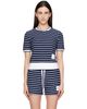 Thom Browne Thom Browne Navy Striped Honeycomb Rib T-shirt - 1