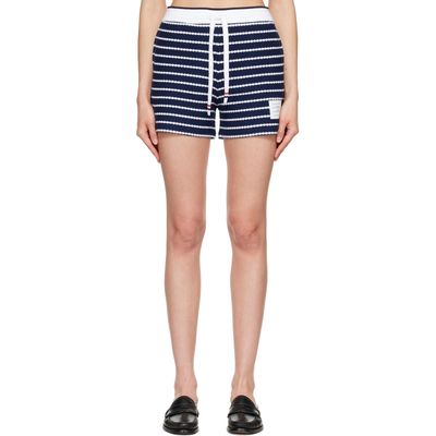 Thom Browne Thom Browne Navy Striped Honeycomb Shorts
