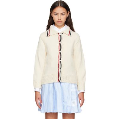 Thom Browne Thom Browne Off-White Donegal RWB Stripe Hector Pointelle Cardigan