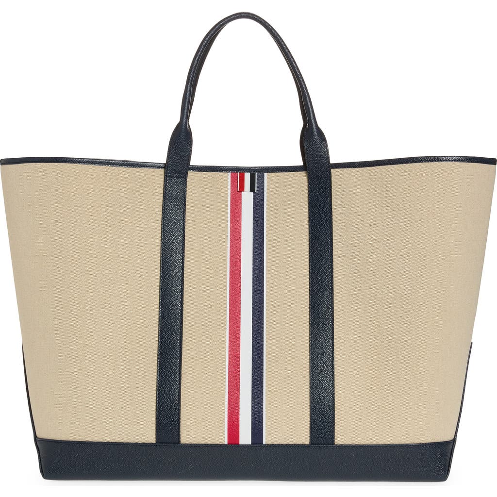 Thom Browne Thom Browne Oversize Canvas & Leather Tool Tote