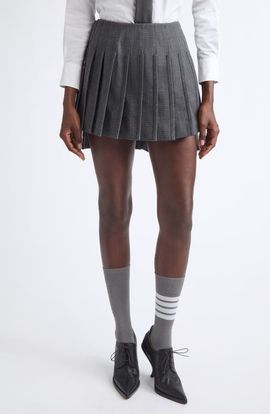 Thom Browne Thom Browne Plaid Low Rise Pleated Miniskirt