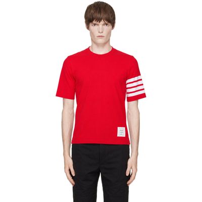 Thom Browne Thom Browne Red Jersey 4-Bar Short Sleeve T-shirt