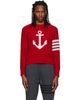 Thom Browne Thom Browne Red Merino Wool 4-Bar Intarsia Anchor Sweater - 1