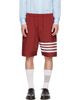 Thom Browne Thom Browne Red Ripstop 4-Bar Track Shorts - 1