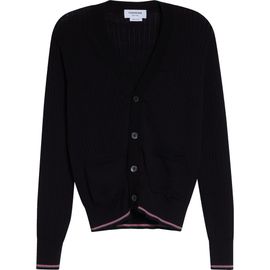 Thom Browne Thom Browne Rib Stitch Stretch Wool V-Neck Cardigan
