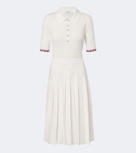 Thom Browne Thom Browne Ribbed-knit pointelle cotton polo dress