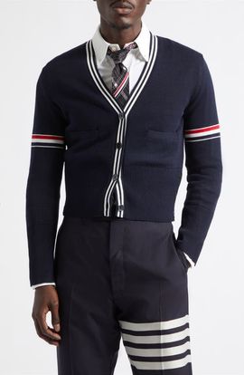 Thom Browne Thom Browne Sailboat Jacquard Cotton Cardigan