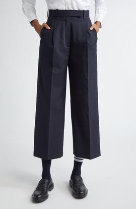 Thom Browne Thom Browne School Uniform Pleated High Waist Crop Pants