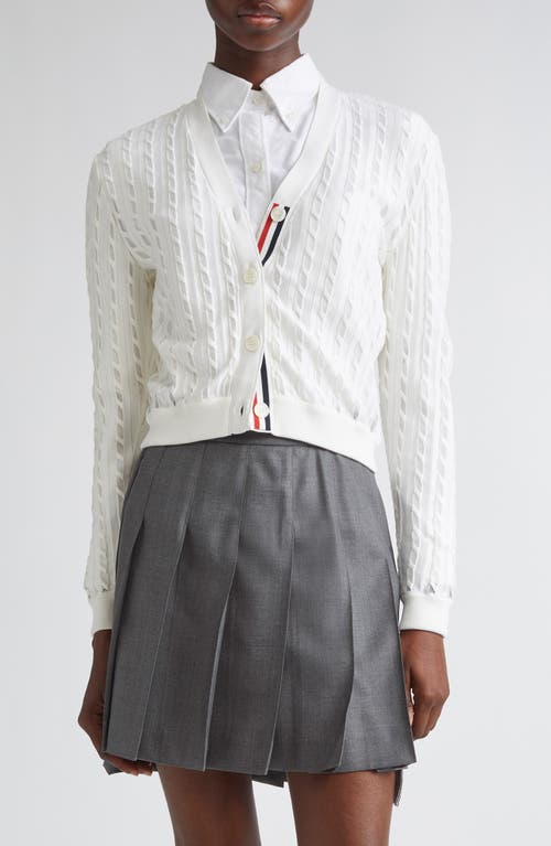Thom Browne Thom Browne Semisheer Baby Cable Knit Cardigan