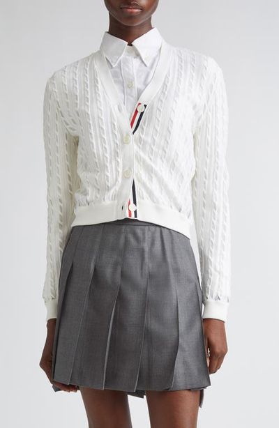 Thom Browne Thom Browne Semisheer Baby Cable Knit Cardigan