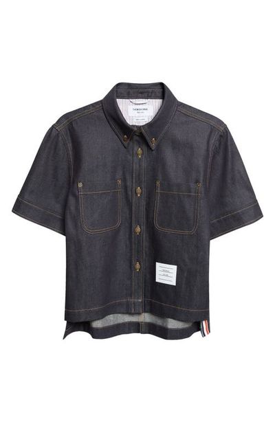 Thom Browne Thom Browne Short Sleeve Denim Button-Down Shirt