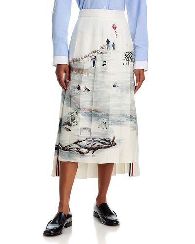 Thom Browne Thom Browne Silk Pleated Midi Skirt