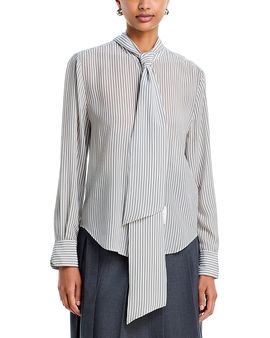 Thom Browne Thom Browne Silk Scarf Tie Blouse