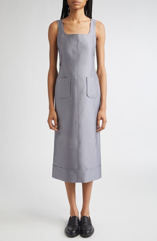 Thom Browne Thom Browne Square Neck Wool & Silk Midi Dress