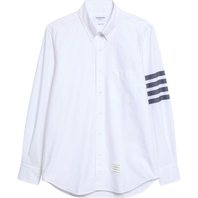 Thom Browne Thom Browne Straight Fit 4-Bar Cotton Oxford Poplin Button-Down Shirt