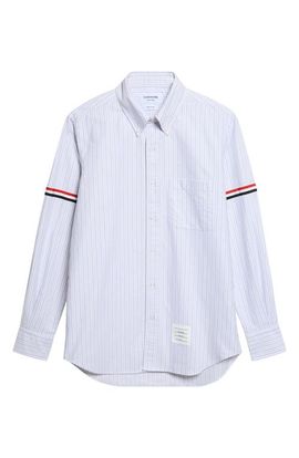 Thom Browne Thom Browne Straight Fit Armband Stripe Cotton Button-Down Shirt