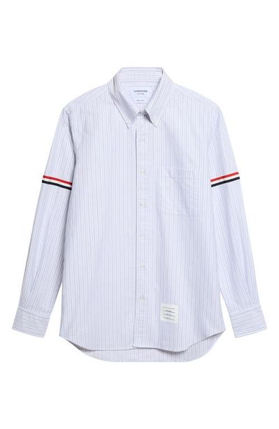 Thom Browne Thom Browne Straight Fit Armband Stripe Cotton Button-Down Shirt