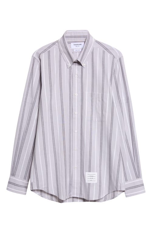 Thom Browne Thom Browne Straight Fit Stripe Cotton Button-Down Shirt