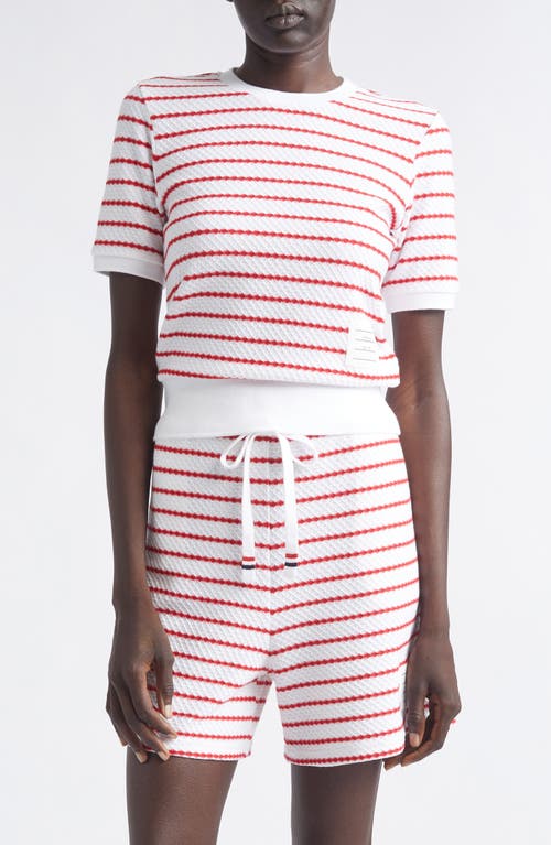 Thom Browne Thom Browne Stripe Cotton Honeycomb Jacquard T-Shirt