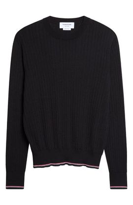 Thom Browne Thom Browne Tipped Wool Blend Rib Sweater