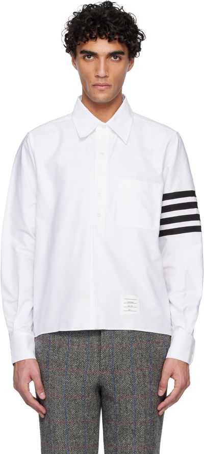 Thom Browne Thom Browne White 4-Bar Oxford Shirt