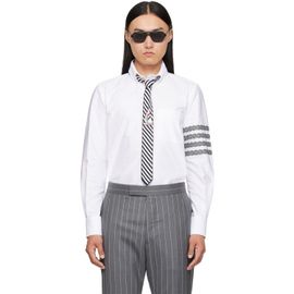Thom Browne Thom Browne White 4-Bar Unraveling Cable Stitch Shirt