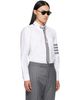 Thom Browne Thom Browne White 4-Bar Unraveling Cable Stitch Shirt - 2