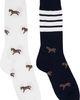Thom Browne Thom Browne White & Navy Funmix Geese Jacuquard Mid Calf Socks - 1