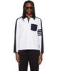 Thom Browne Thom Browne White & Navy Oversized Colorblock Rugby Polo - 1