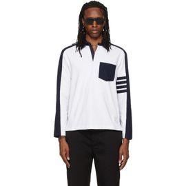 Thom Browne Thom Browne White & Navy Oversized Colorblock Rugby Polo