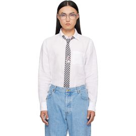 Thom Browne Thom Browne White Linen 4-Bar Shirt