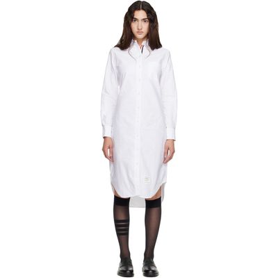 Thom Browne Thom Browne White Oxford Grosgrain Placket Shirt Dress