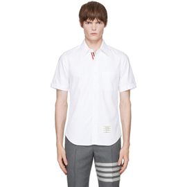 Thom Browne Thom Browne White Oxford Grosgrain Placket Short Sleeve Shirt