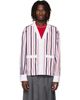 Thom Browne Thom Browne White Repp Stripe Poplin Shirt Cardigan - 1