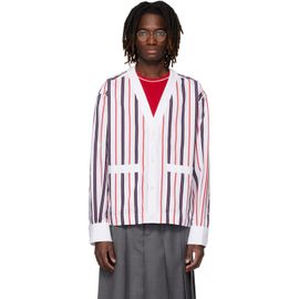 Thom Browne Thom Browne White Repp Stripe Poplin Shirt Cardigan
