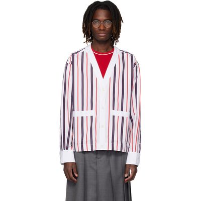 Thom Browne Thom Browne White Repp Stripe Poplin Shirt Cardigan