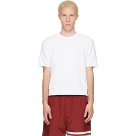Thom Browne Thom Browne White Short Sleeve Rib Cuff Cotton Waffle T-shirt