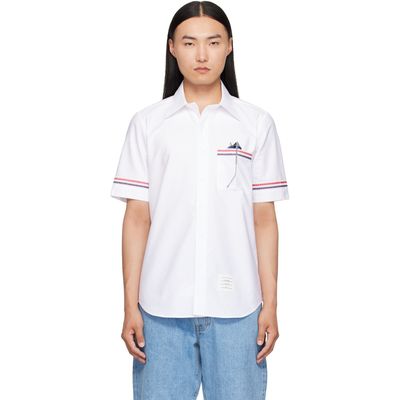 Thom Browne Thom Browne White Straight Fit Oxford Shirt