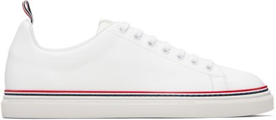 Thom Browne Thom Browne White Vitello Calf Tennis Sneakers